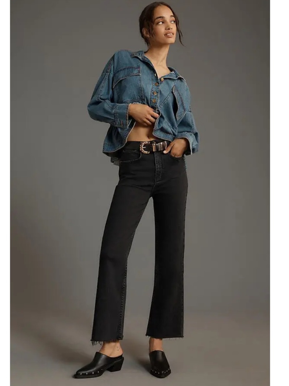 {Anthro} Pilcro Annie High-Rise Straight-Leg Jeans in Black